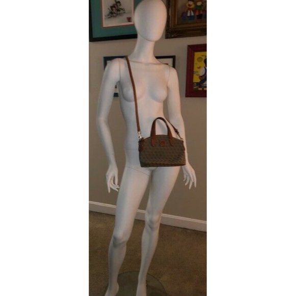 PREOWNED DOONEY & BOURKE VINTAGE GREEN DB CANVAS LEATHER TRIM CROSSBODY - Picture 3 of 10